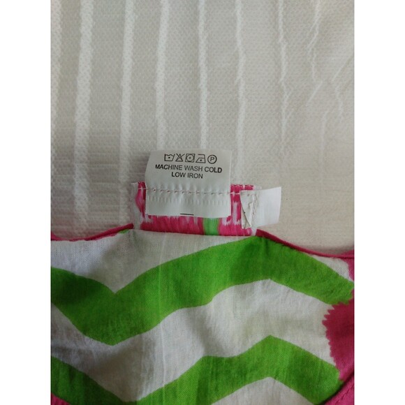 Womens Small Tunic Top Coverup Green Pink Seahorse Coastal Beach Resort Cruise - Picture 4 of 8